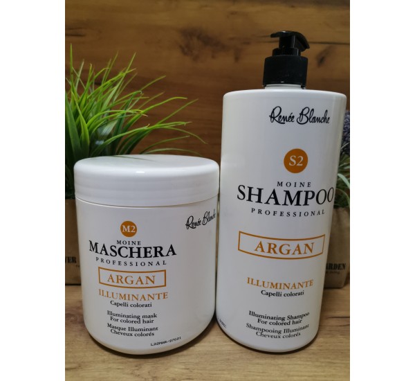 Маската 1000ml+Шампоан 1000ml Renee Blanche за боядисана коса с арганово масло